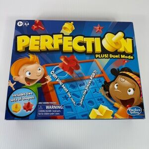 Hasbro Perfection Plus Duel 2 Player Mode Game 2020 Red & Yellow 99.9% Complete